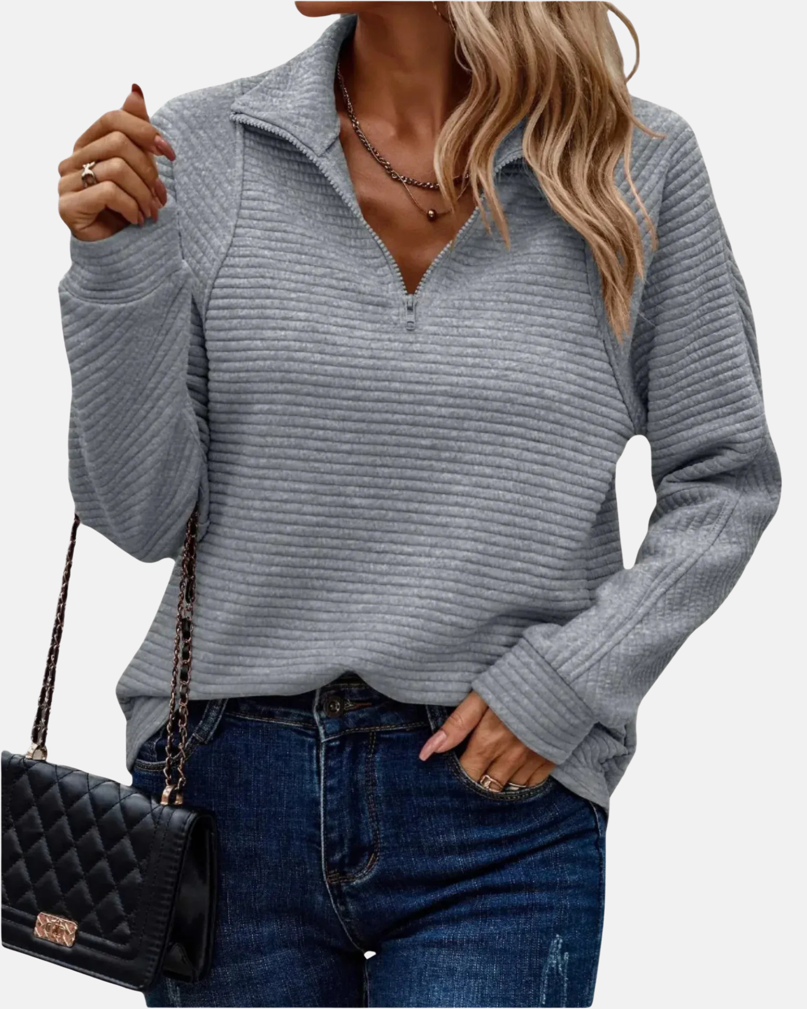 Montavien | Women's Zip V-Neck Sweater – Chic Casual