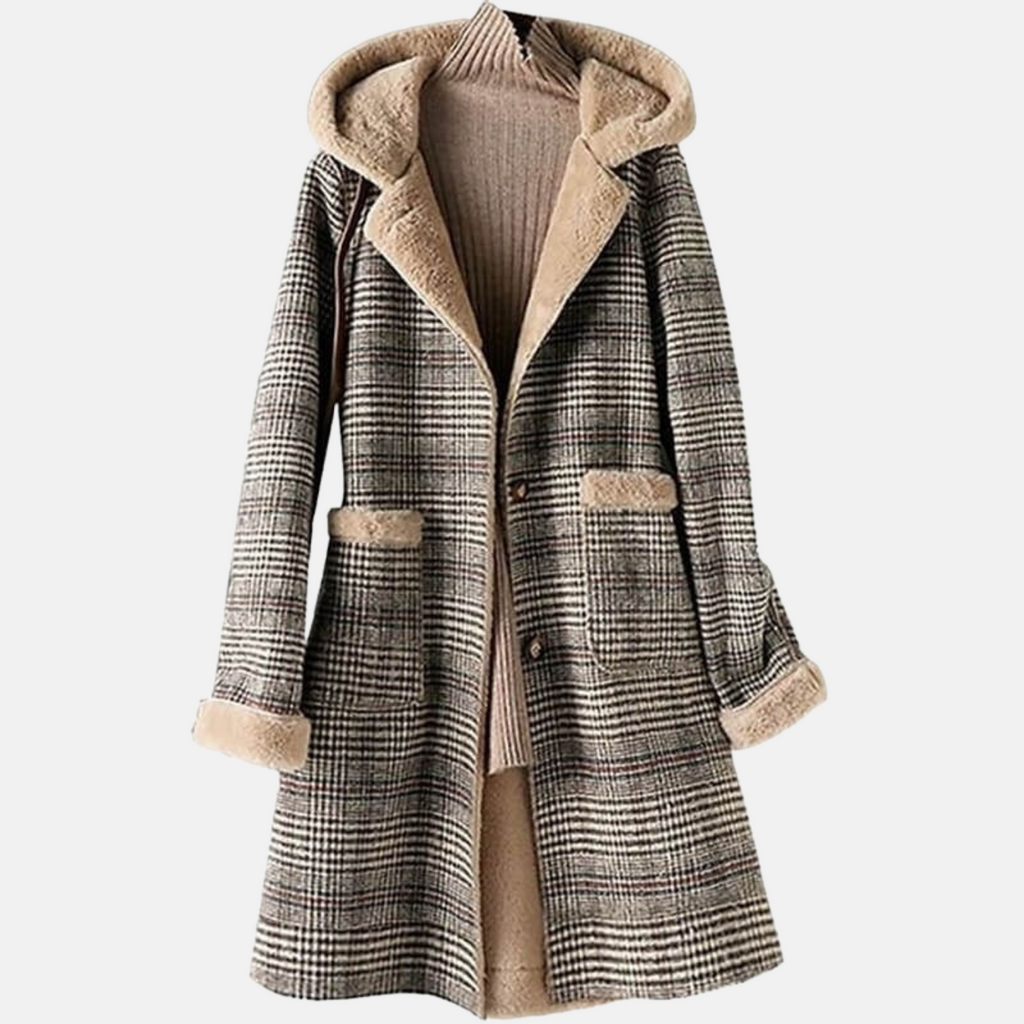 Montavien | Women's Winter Coat Lined – Elegant Plaid & Comfortable Warmth