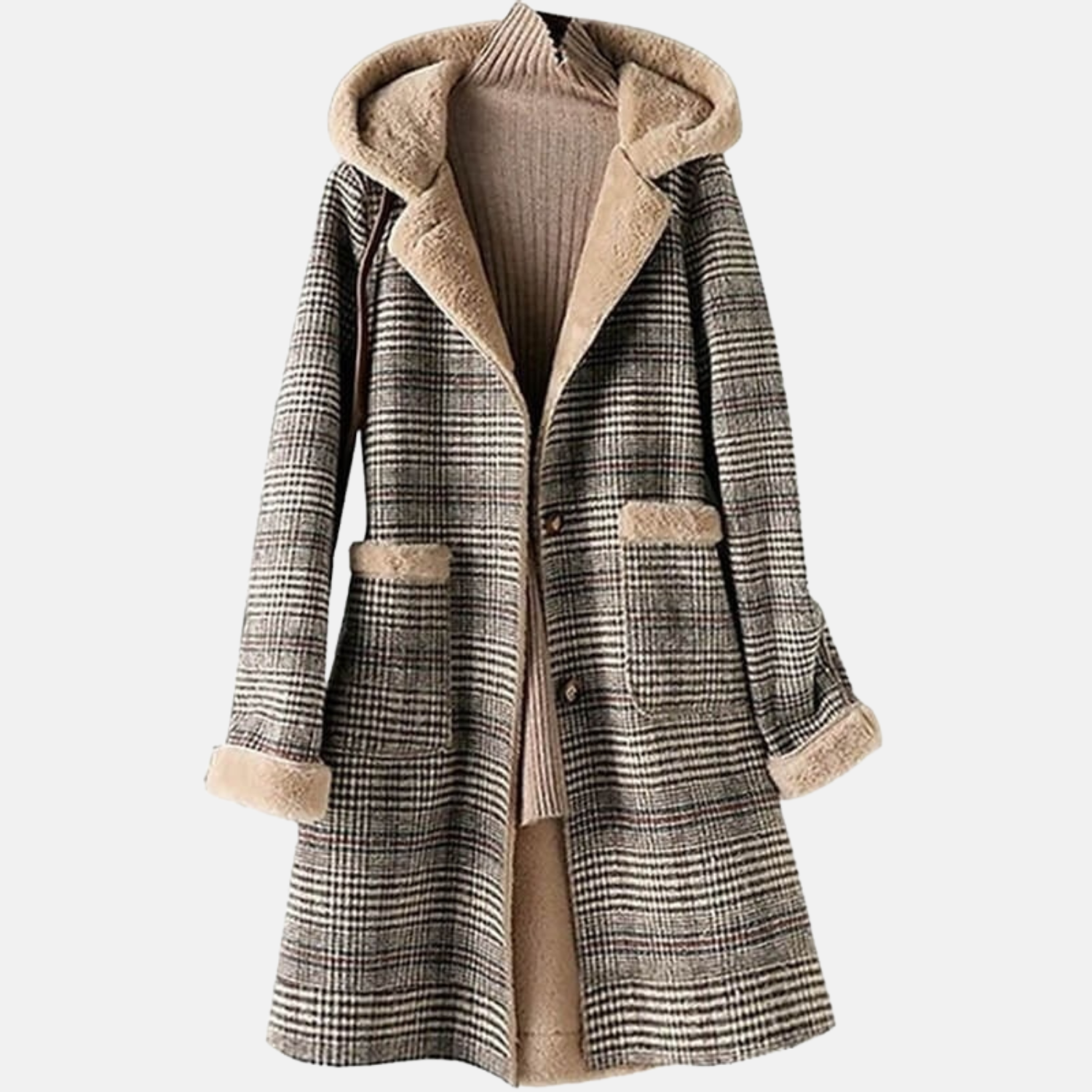 Montavien | Women's Winter Coat Lined – Elegant Plaid & Comfortable Warmth