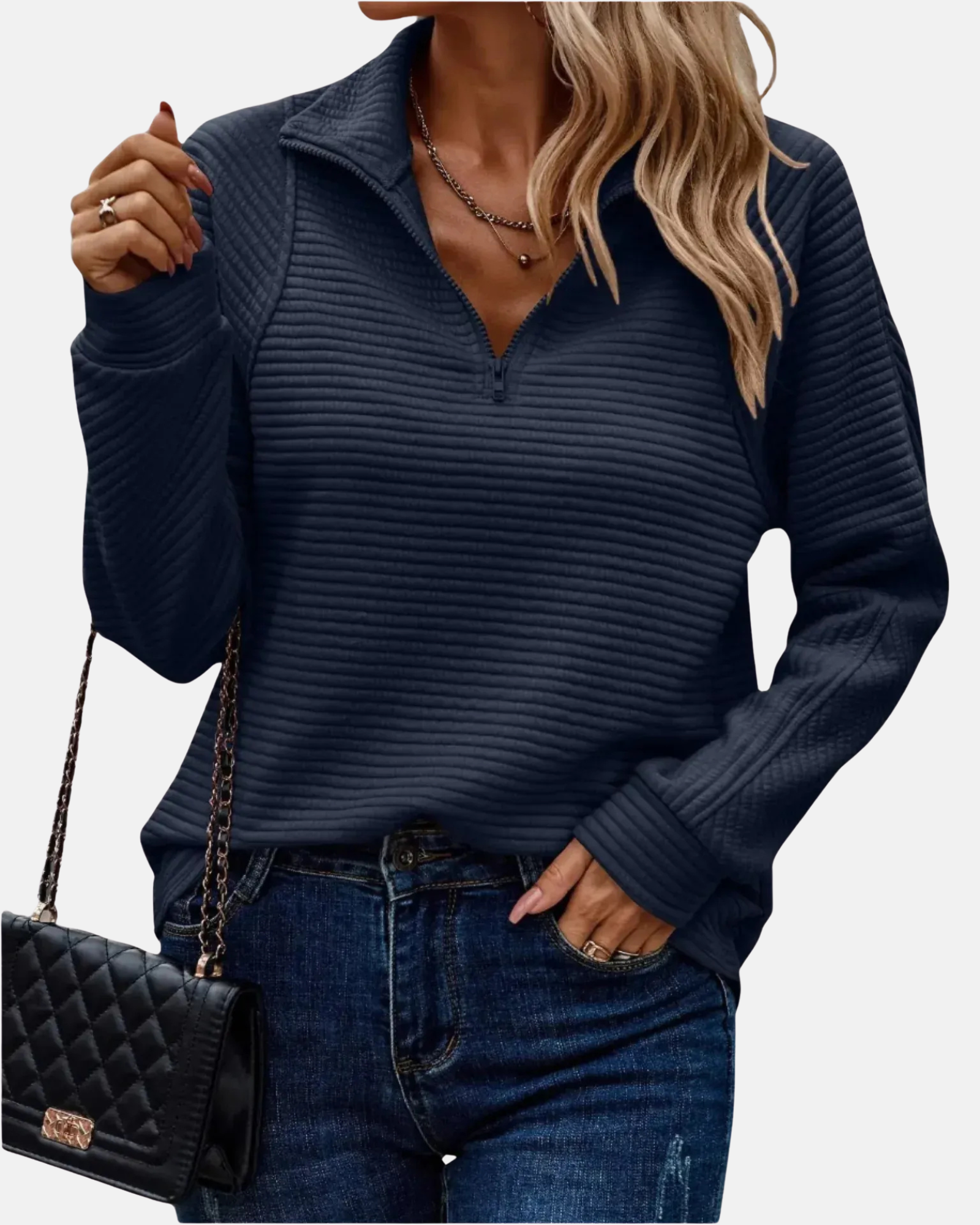 Montavien | Women's Zip V-Neck Sweater – Chic Casual