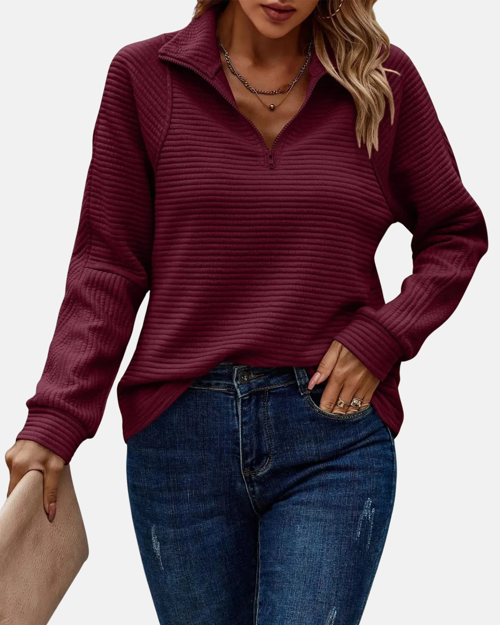 Montavien | Women's Zip V-Neck Sweater – Chic Casual