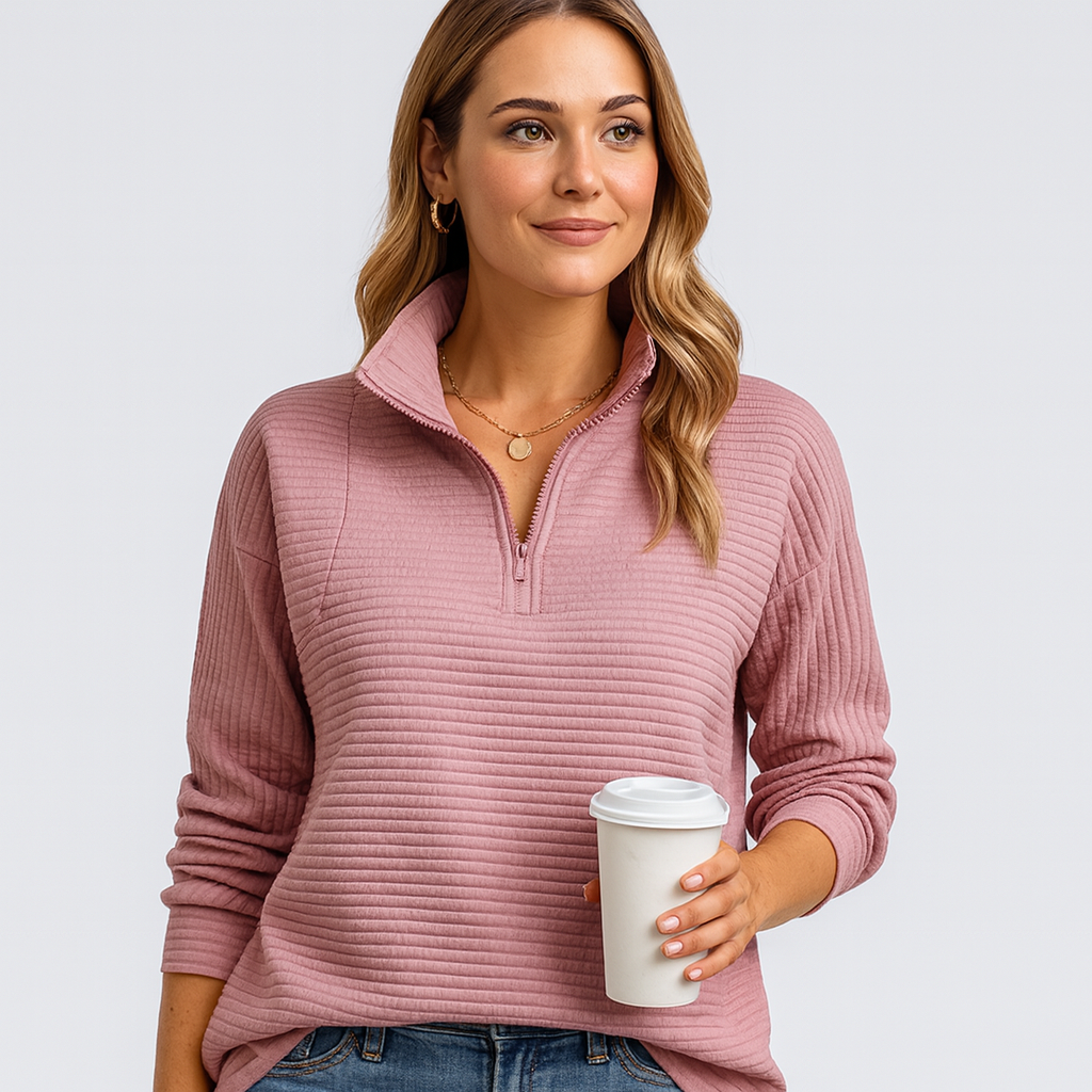 Montavien | Women's Zip V-Neck Sweater – Chic Casual