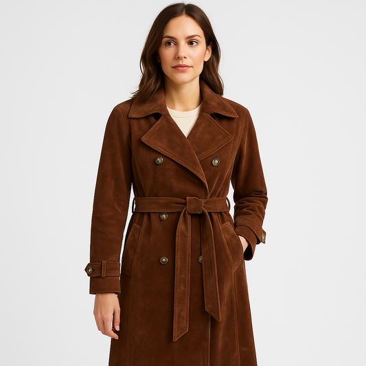 Montavien | Women’s Long Trench – Luxury Softness and Contemporary Elegance